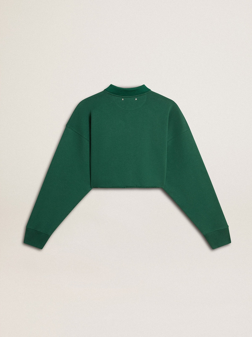 Golden Goose Women's green cropped polo sweatshirt with print