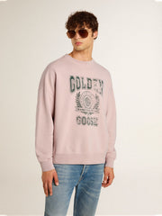 Golden Goose Old rose unisex round neck sweatshirt with green logo print