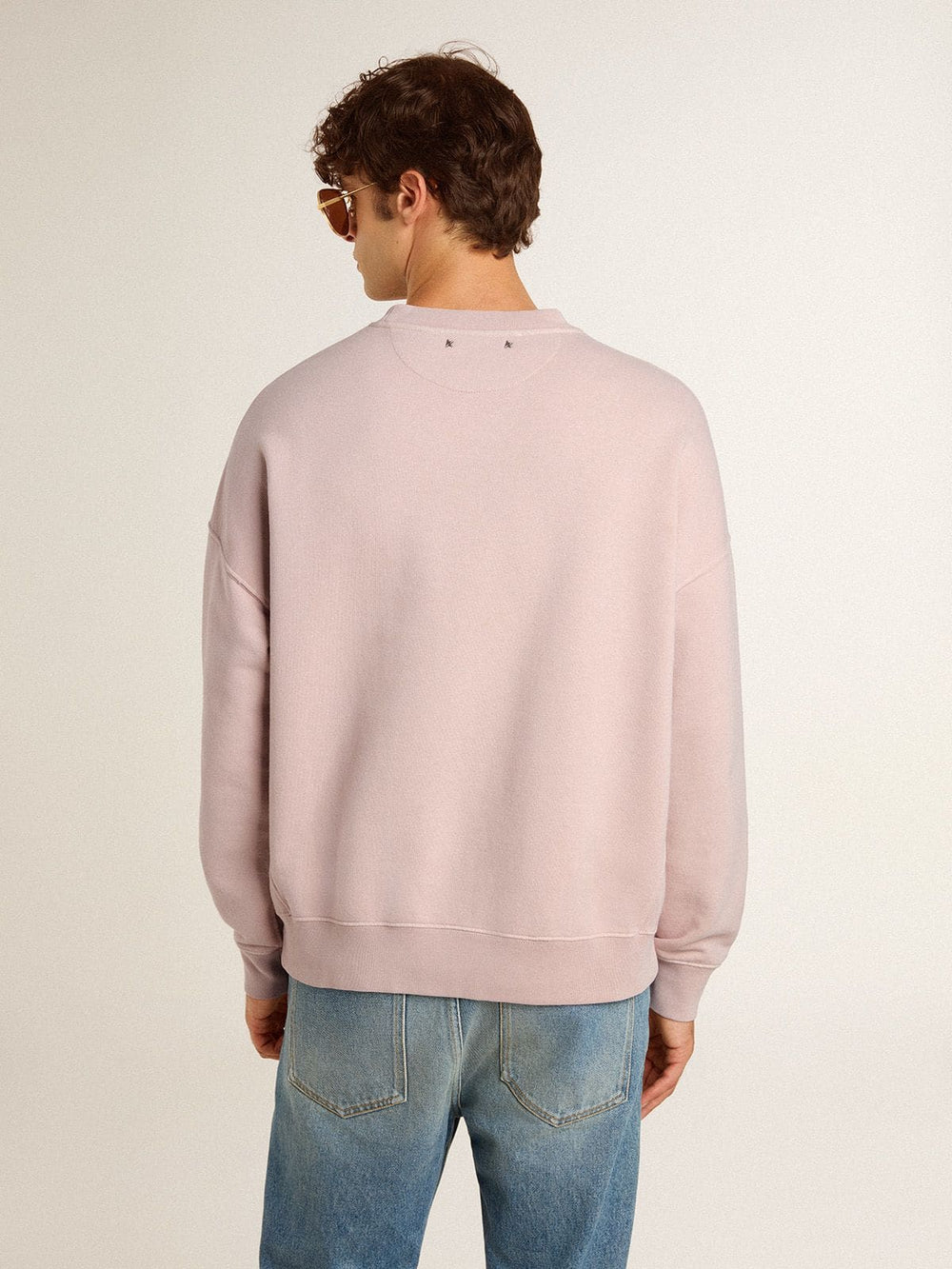 Golden Goose Old rose unisex round neck sweatshirt with green logo print