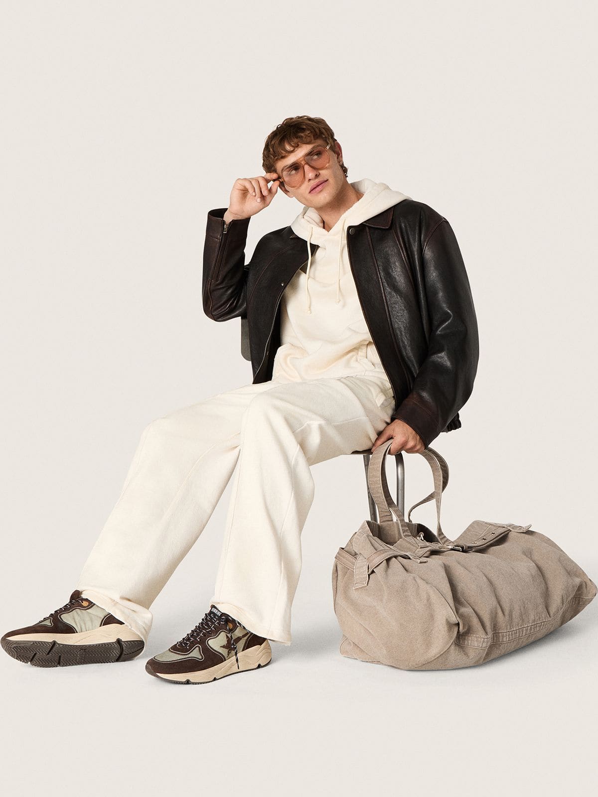 Golden Goose Star unisex hooded sweatshirt in white cotton with logo print