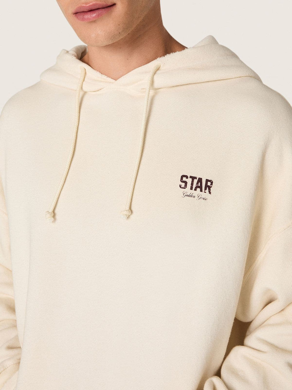 Golden Goose Star unisex hooded sweatshirt in white cotton with logo print