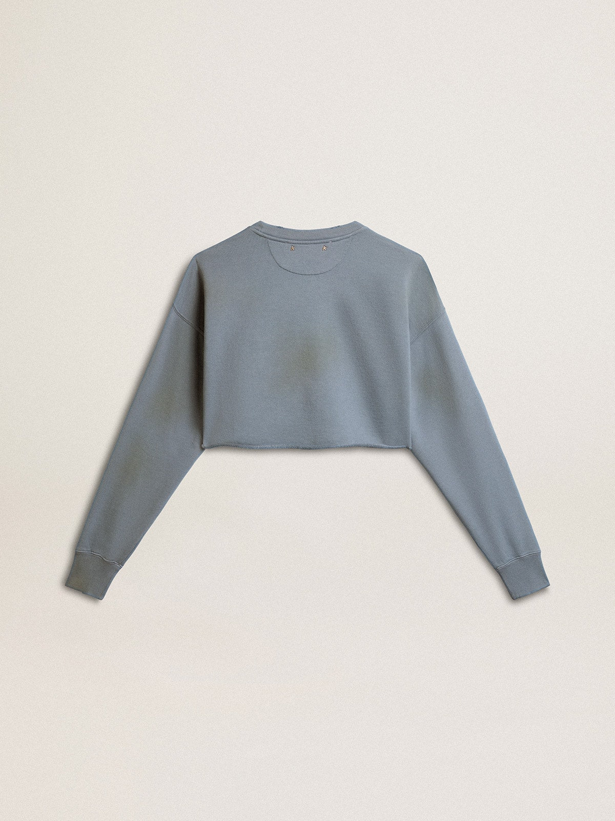 Golden Goose Cropped sweatshirt in baby blue with distressed finish