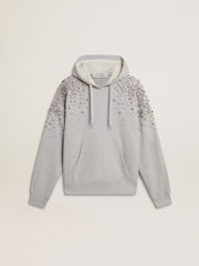 Golden Goose Gray hooded sweatshirt with crystal decoration