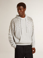 Golden Goose Gray hooded sweatshirt with crystal decoration