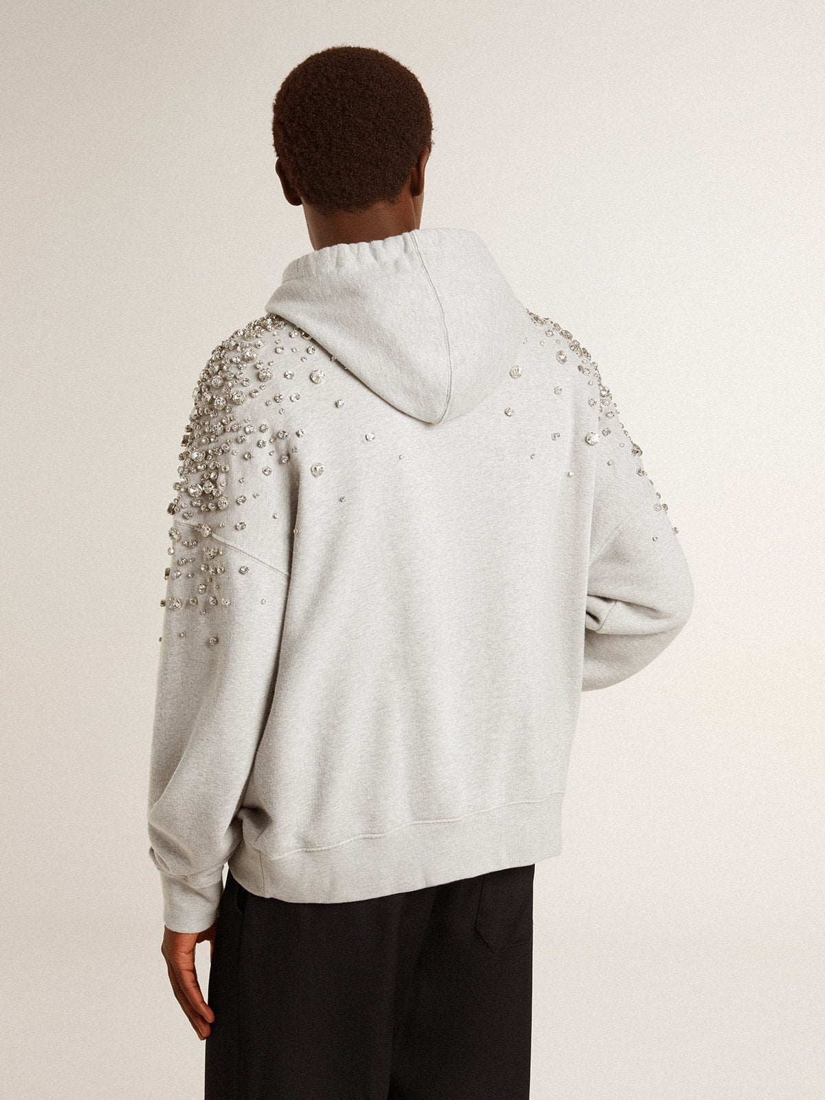 Golden Goose Gray hooded sweatshirt with crystal decoration