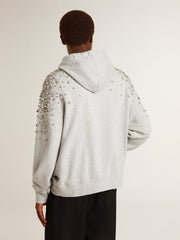 Golden Goose Gray hooded sweatshirt with crystal decoration
