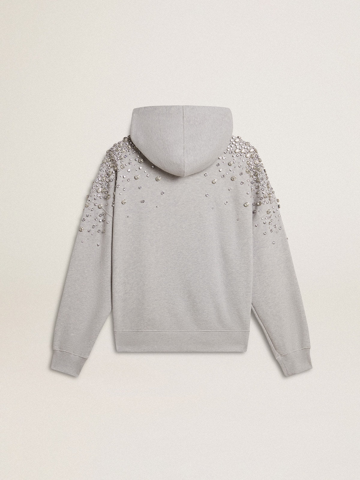 Golden Goose Gray hooded sweatshirt with crystal decoration