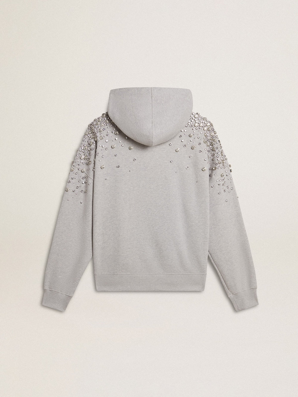 Golden Goose Gray hooded sweatshirt with crystal decoration