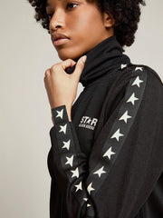 Golden Goose Women’s black zipped sweatshirt with white stars