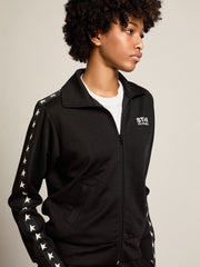 Golden Goose Women’s black zipped sweatshirt with white stars