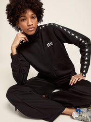 Golden Goose Women’s black zipped sweatshirt with white stars