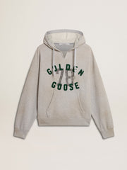Golden Goose Hooded sweatshirt in worn gray with embroidered vintage logo