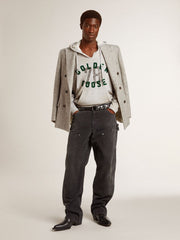 Golden Goose Hooded sweatshirt in worn gray with embroidered vintage logo