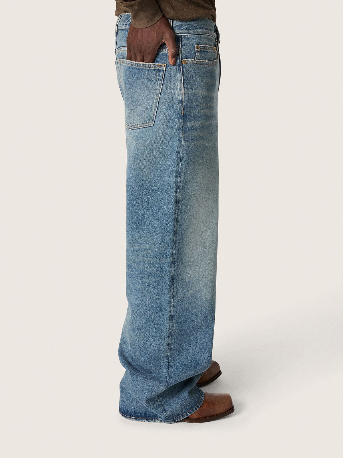 Golden Goose Golden women's boyfriend jeans in stone-washed light blue denim