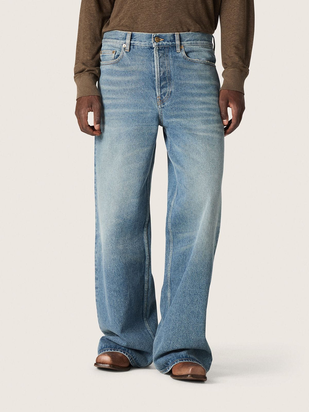 Golden Goose Golden women's boyfriend jeans in stone-washed light blue denim