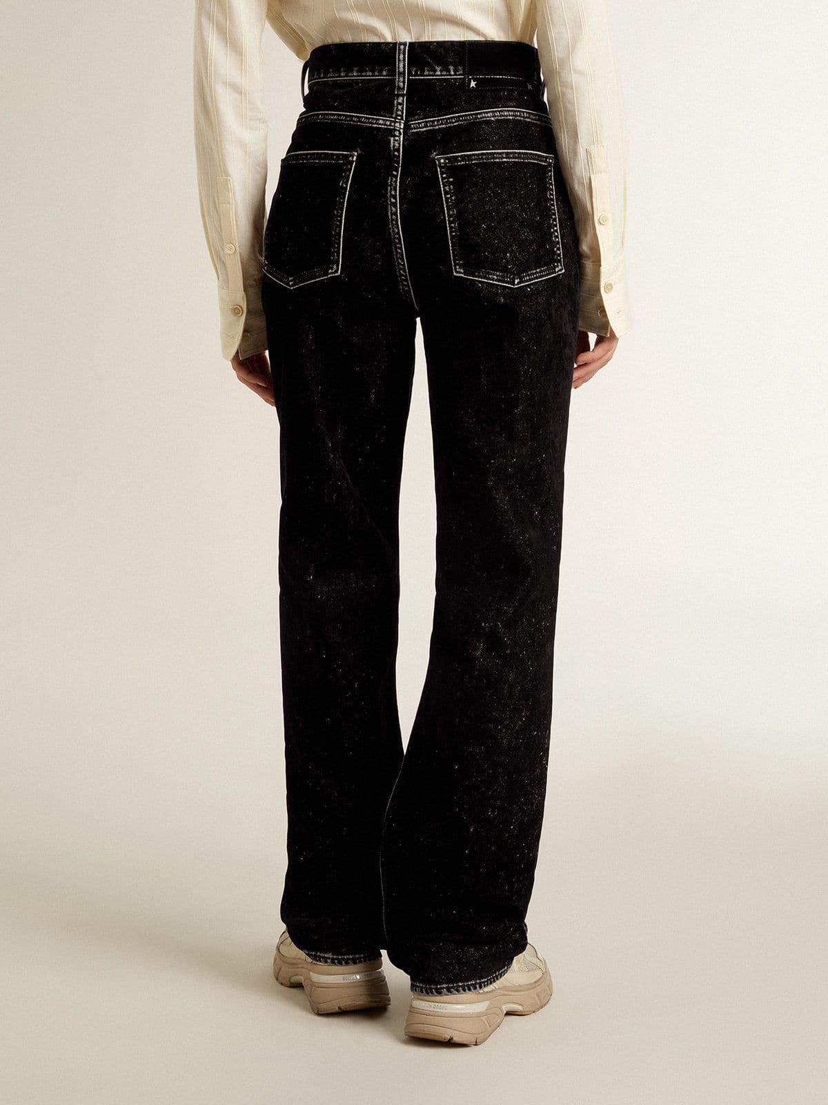 Golden Goose Women's black jeans with a velvet-like wash effect