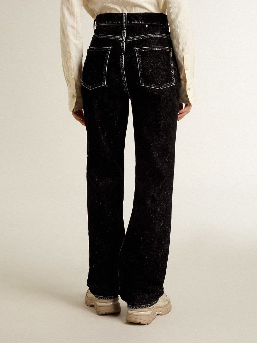 Golden Goose Women's black jeans with a velvet-like wash effect
