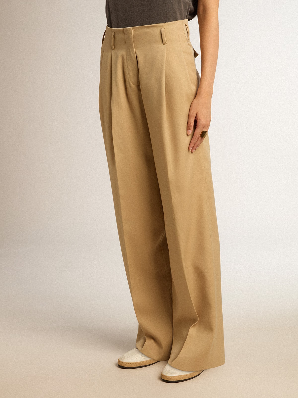 Golden Goose Women’s wool gabardine pants in sand