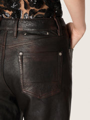 Golden Goose Women's pants in dark burgundy nappa with vintage finish