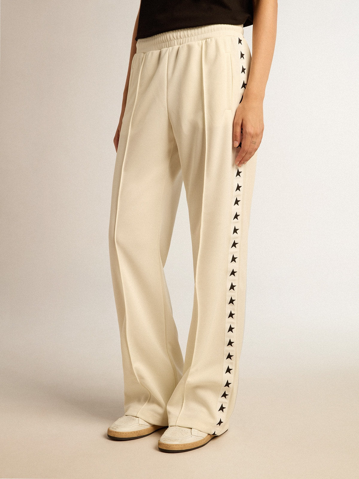 Golden Goose Women’s white joggers with stars on the sides