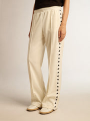 Golden Goose Women’s white joggers with stars on the sides