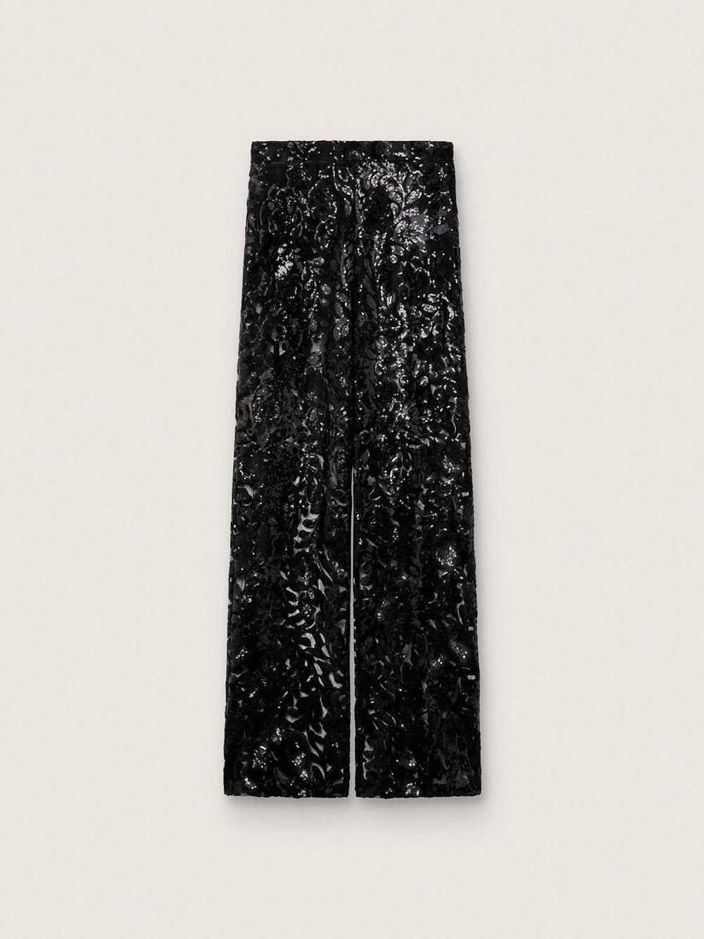 Golden Goose Women's tulle pants with floral embroidery in black sequins
