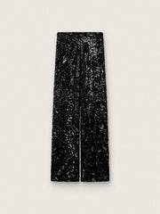 Golden Goose Women's tulle pants with floral embroidery in black sequins