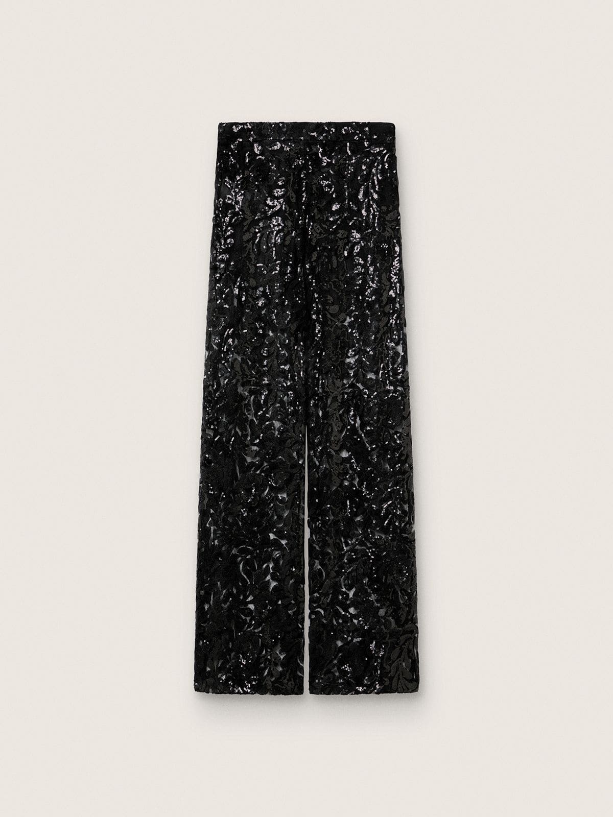 Golden Goose Women's tulle pants with floral embroidery in black sequins