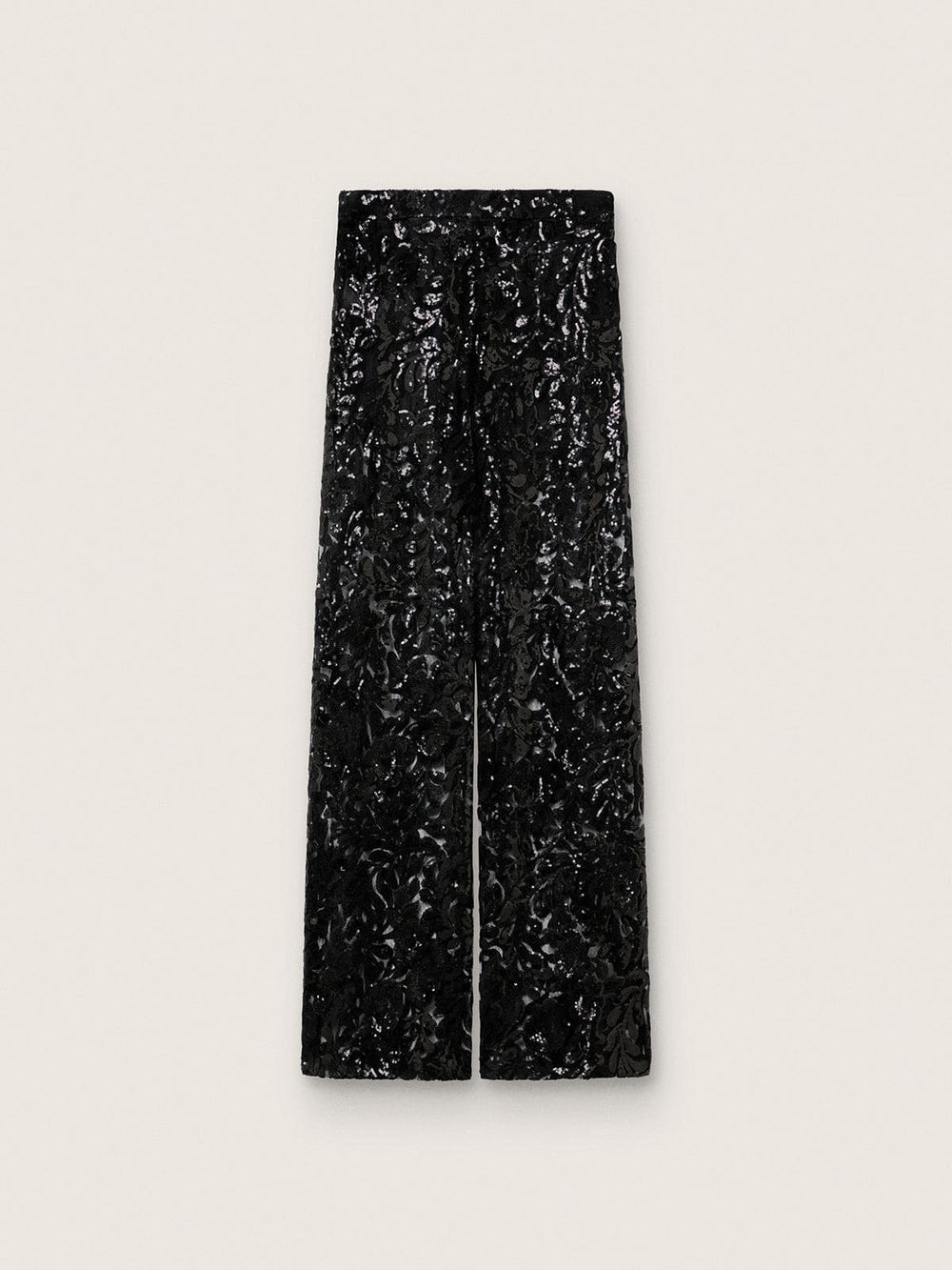 Golden Goose Women's tulle pants with floral embroidery in black sequins