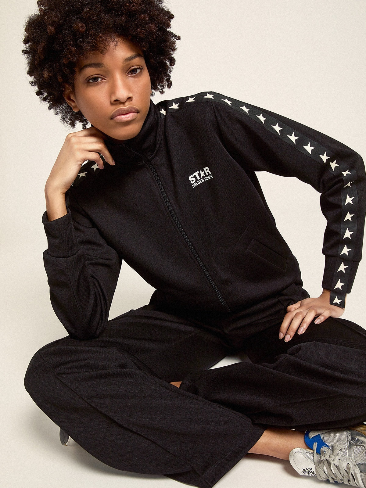 Golden Goose Women’s black joggers with white stars on the sides