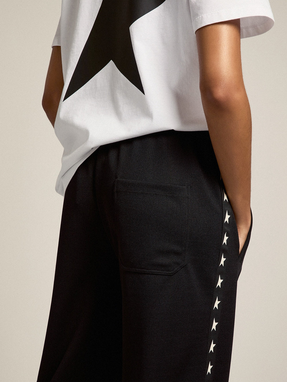 Golden Goose Women’s black joggers with white stars on the sides