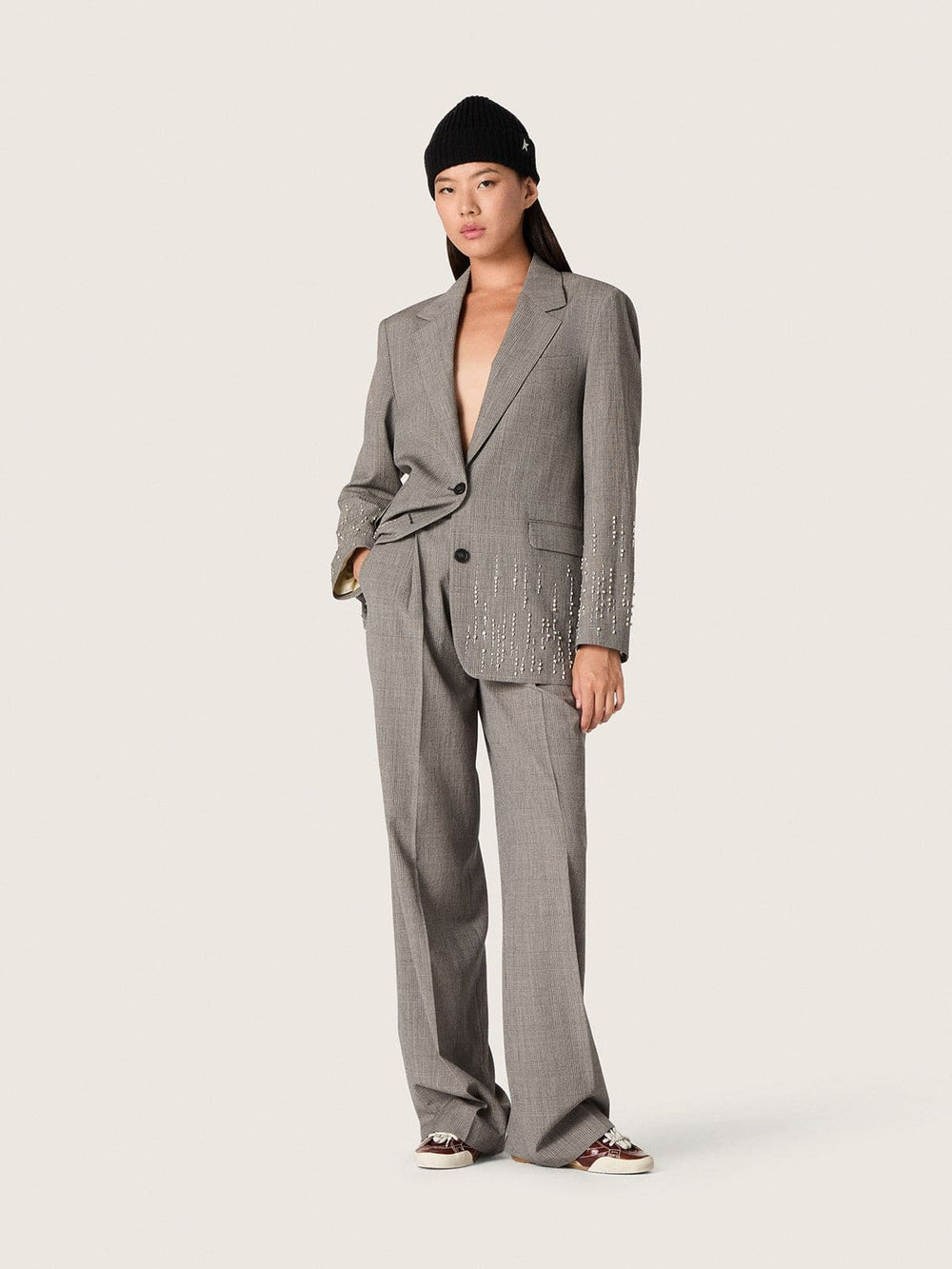 Golden Goose Women’s oversized pants in gray Prince of Wales check