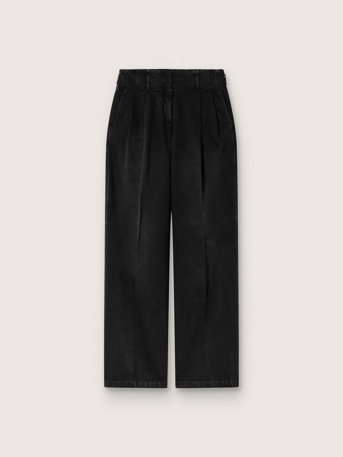Golden Goose Women's pants in black cotton denim with a lived-in treatment