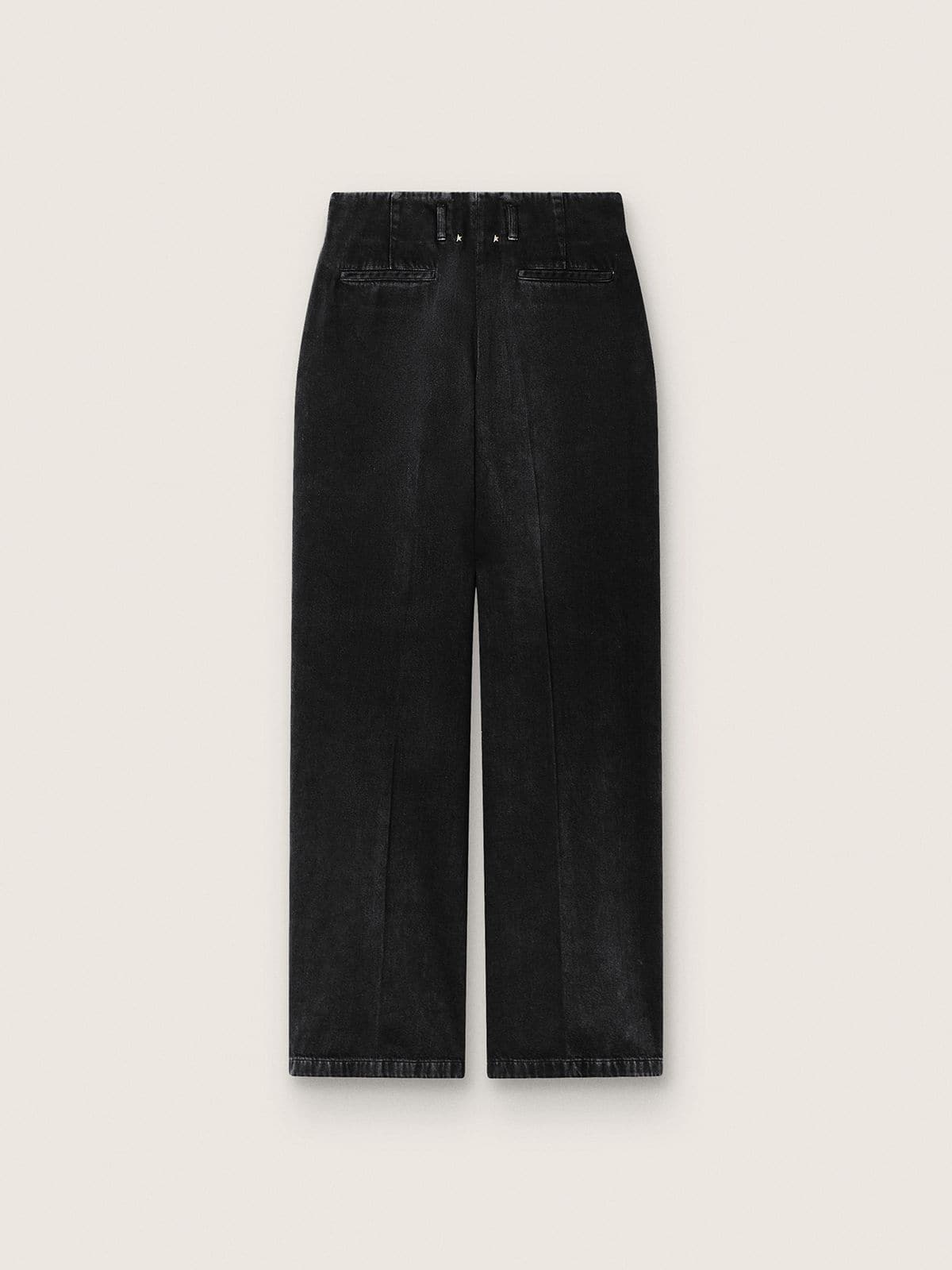 Golden Goose Women's pants in black cotton denim with a lived-in treatment