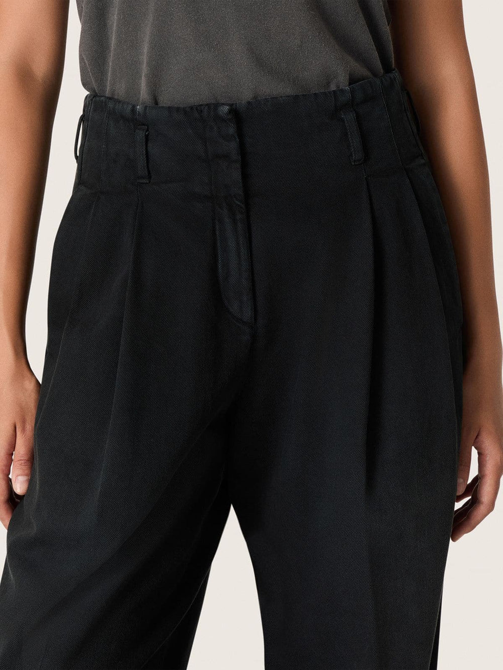 Golden Goose Women's pants in black cotton denim with a lived-in treatment