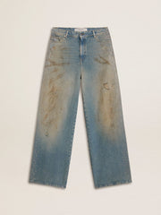 Golden Goose Women's boyfriend jeans with a lived-in effect sand wash and studs