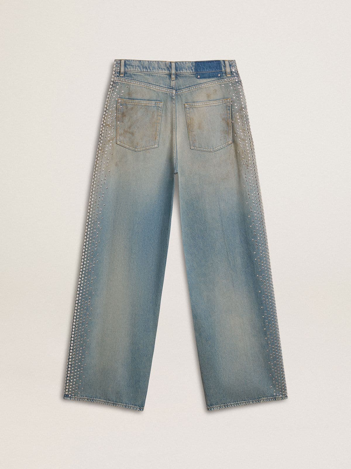 Golden Goose Women's boyfriend jeans with a lived-in effect sand wash and studs