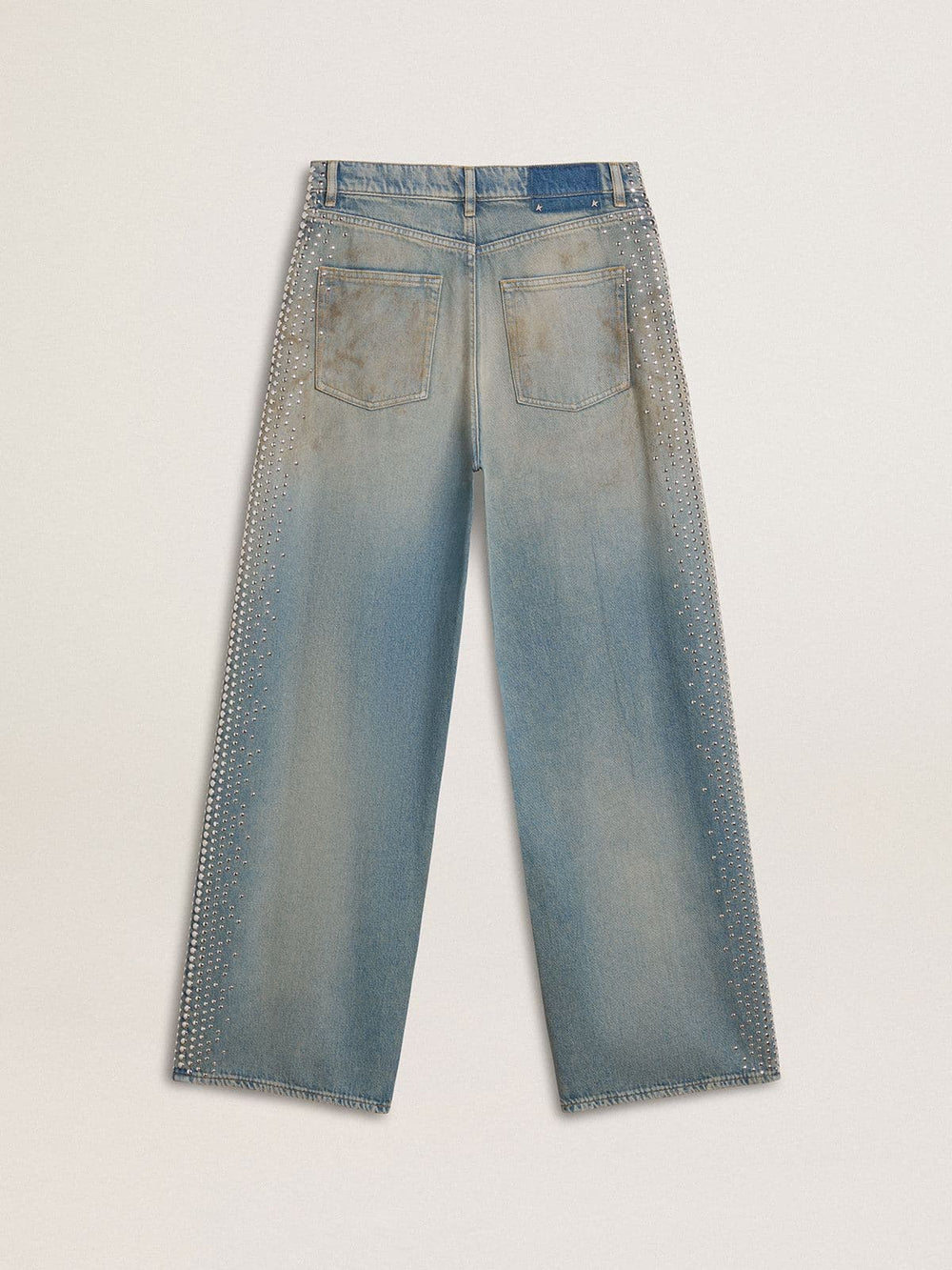 Golden Goose Women's boyfriend jeans with a lived-in effect sand wash and studs