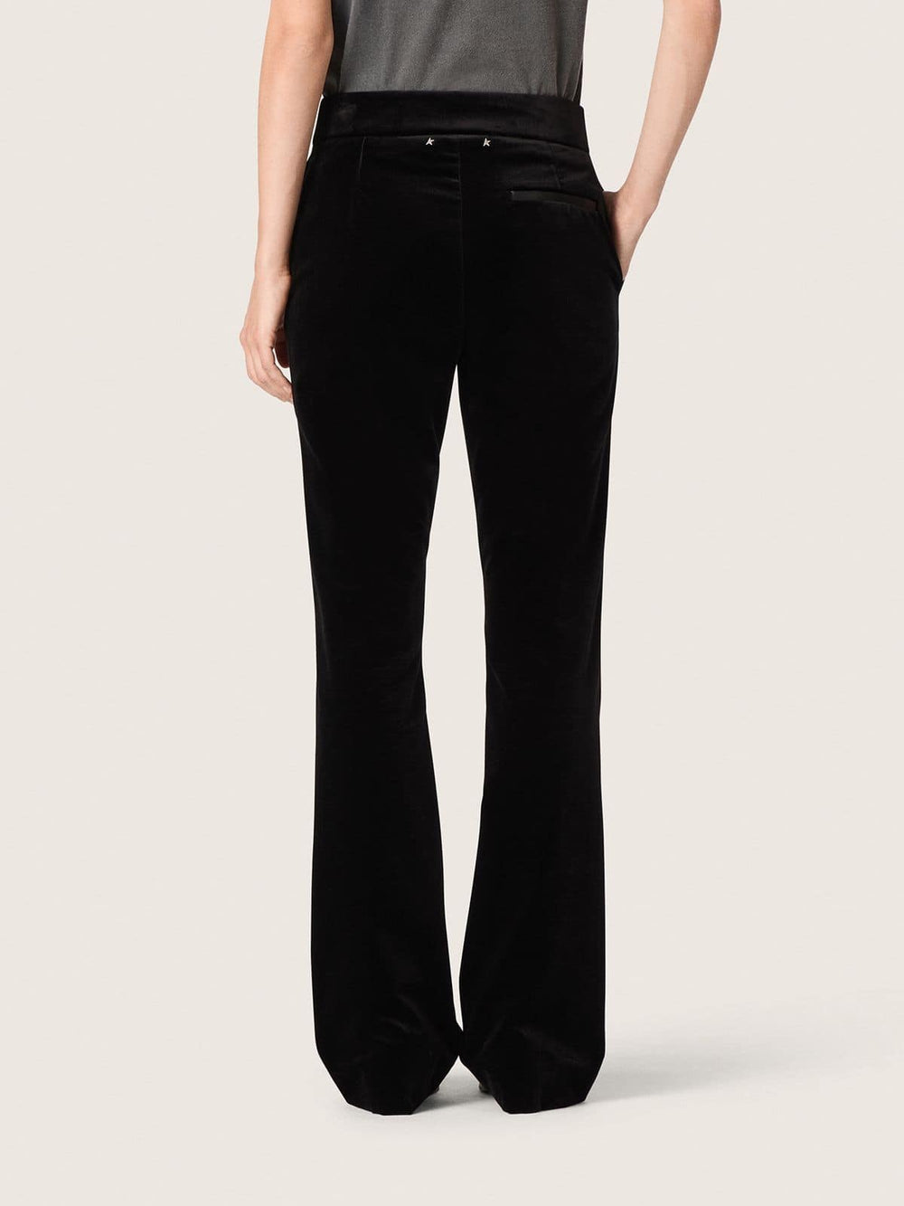 Golden Goose Women's slim-fit flared pants in black cotton velvet