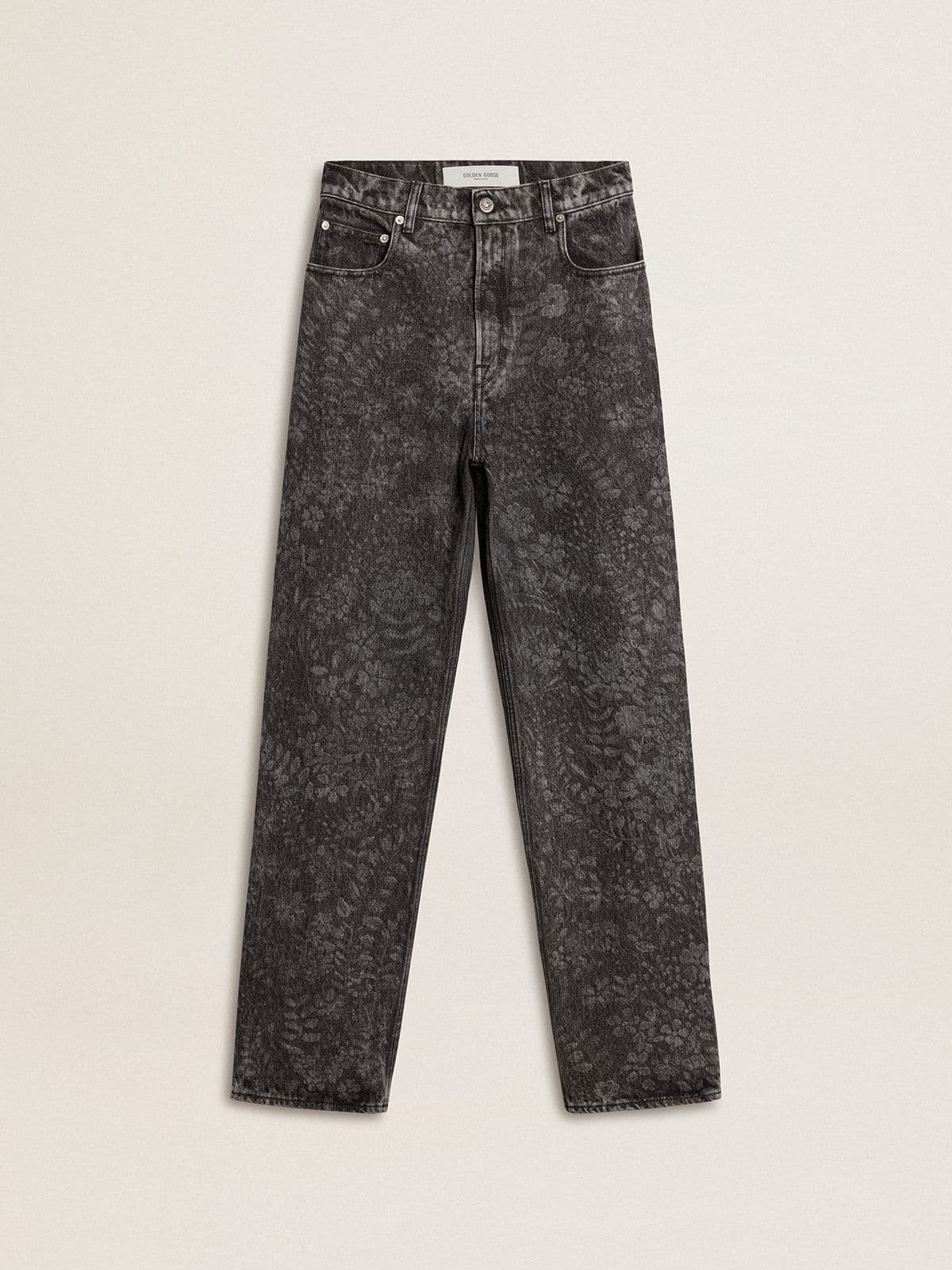 Golden Goose Women's black jeans with a floral motif