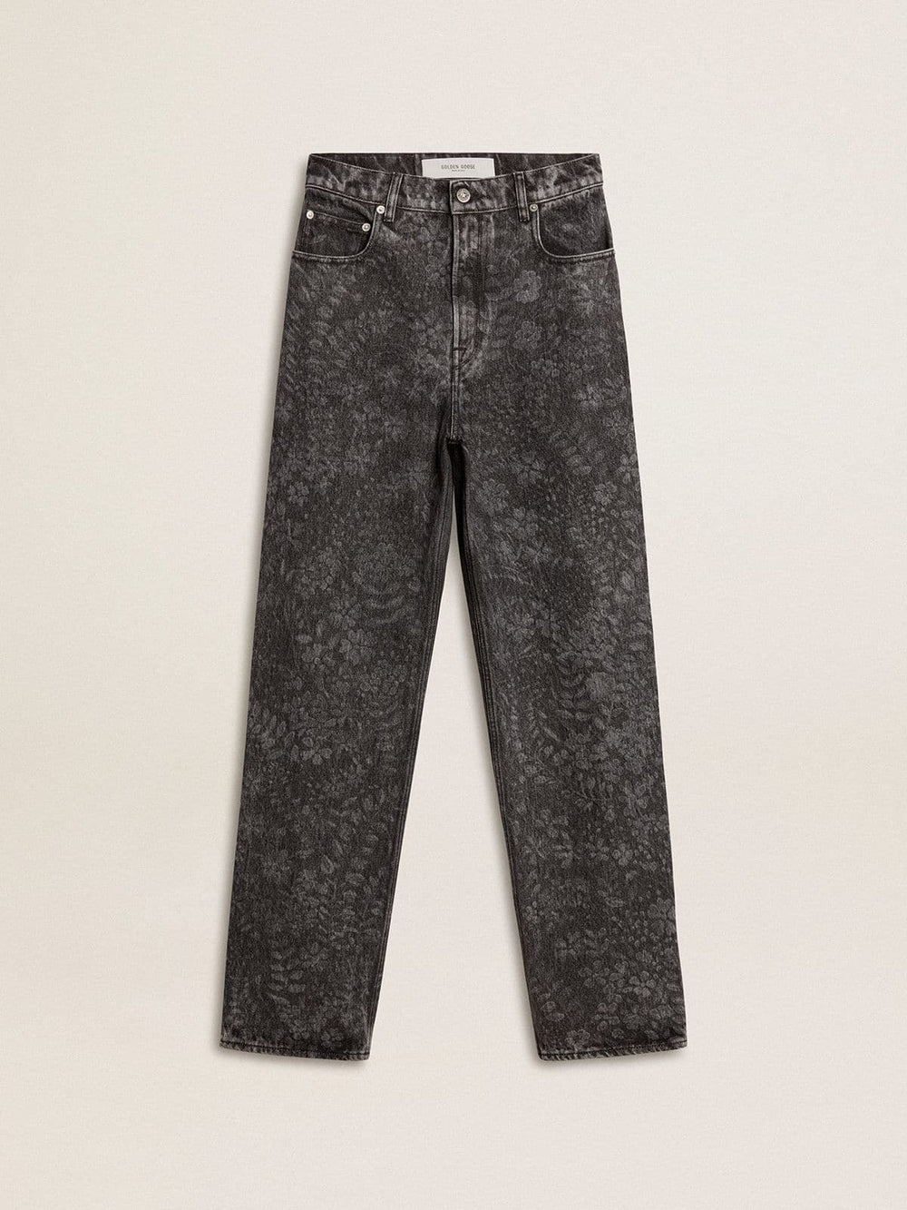 Golden Goose Women's black jeans with a floral motif