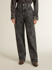 Golden Goose Women's black jeans with a floral motif