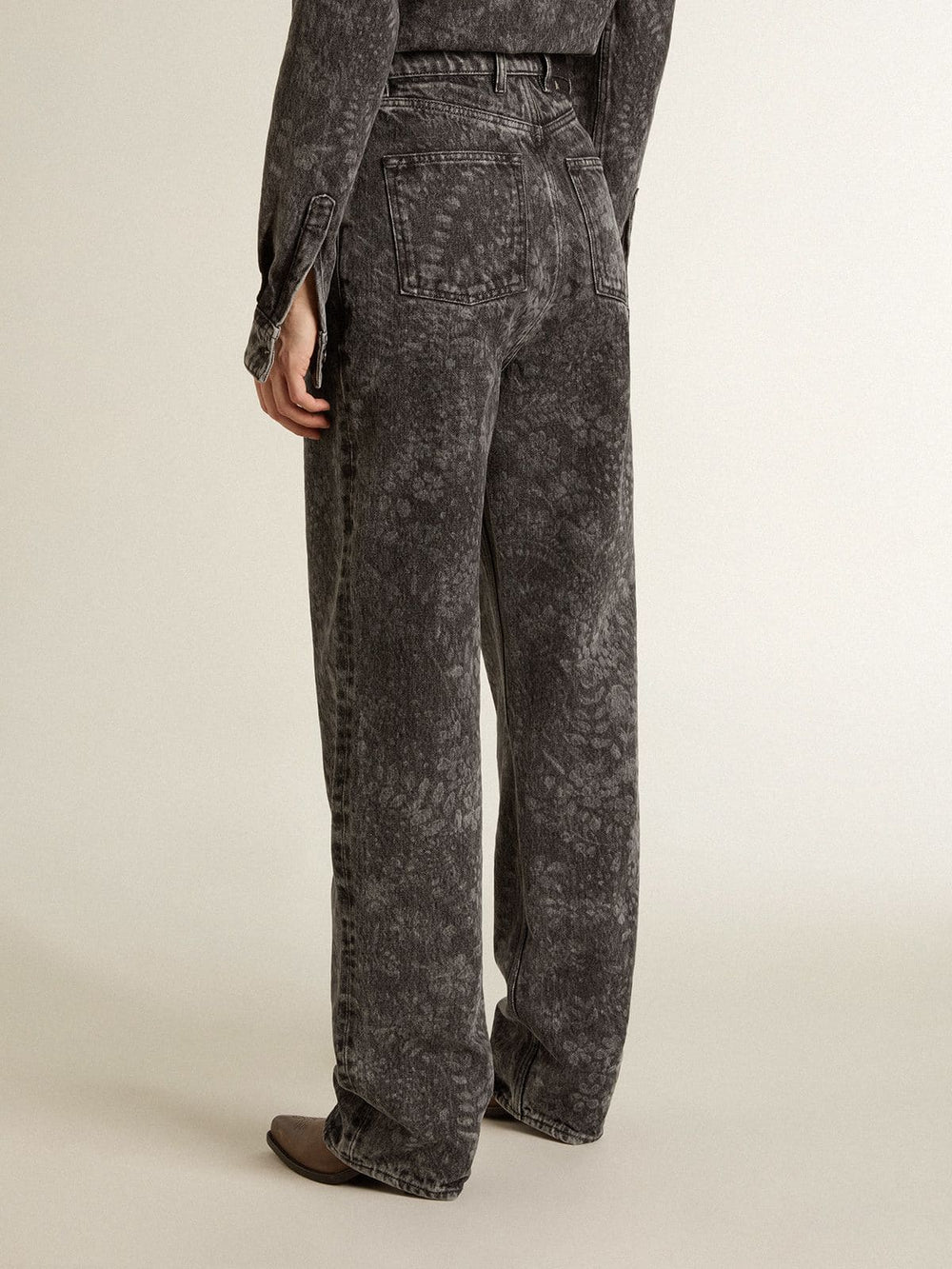 Golden Goose Women's black jeans with a floral motif