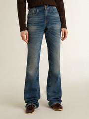 Golden Goose Women's bootcut jeans with a vintage wash and metallic details