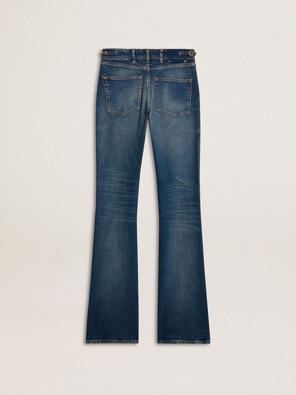 Golden Goose Women's bootcut jeans with a vintage wash and metallic details