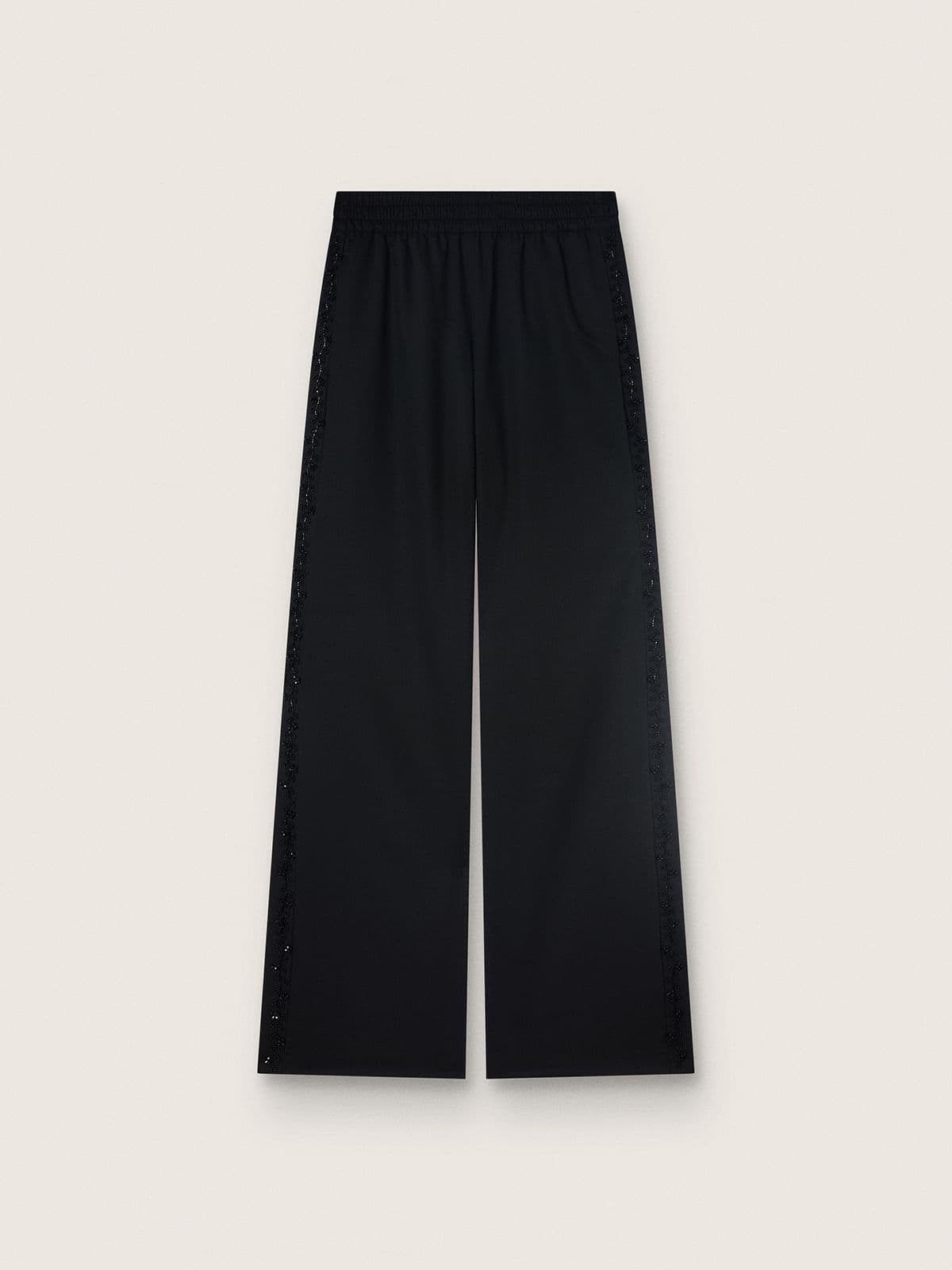 Golden Goose Women's sweatpants in black wool twill with sequin embroidery