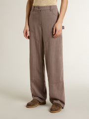 Golden Goose Women’s wool blend pants in light brown micro chevron