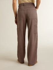 Golden Goose Women’s wool blend pants in light brown micro chevron
