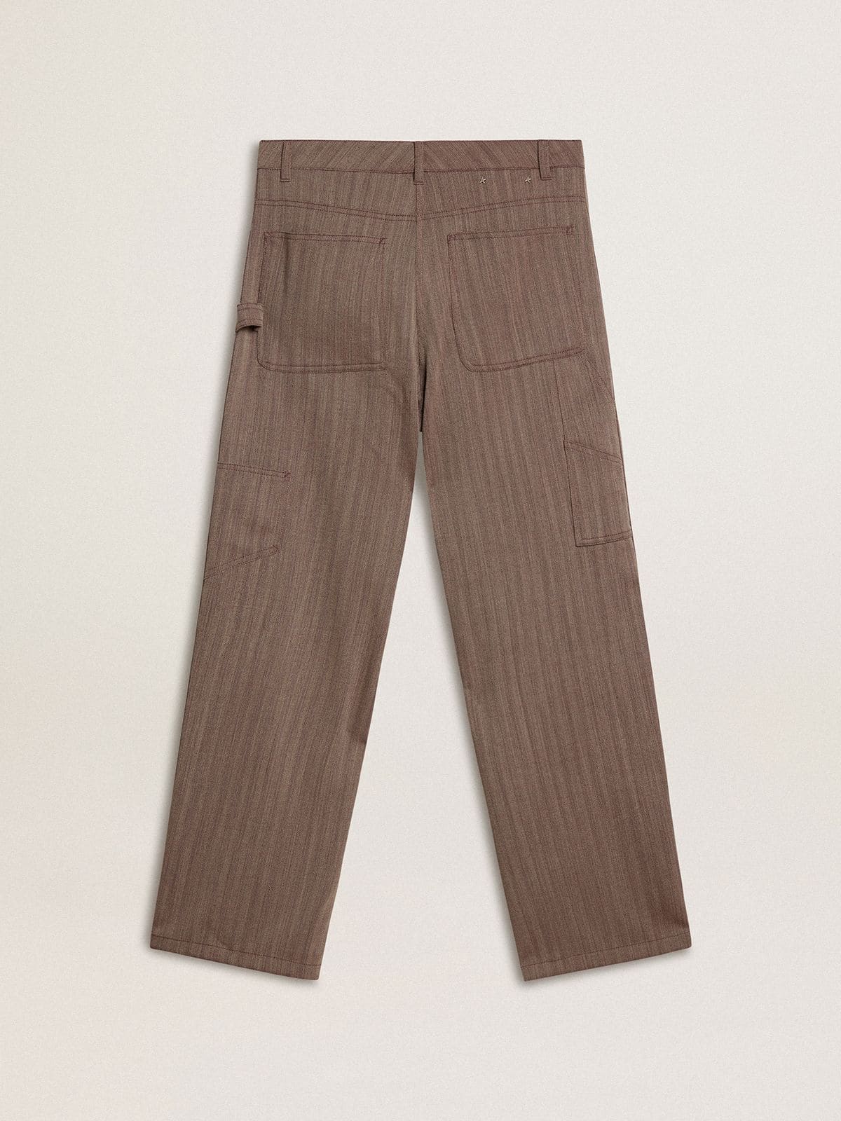 Golden Goose Women’s wool blend pants in light brown micro chevron