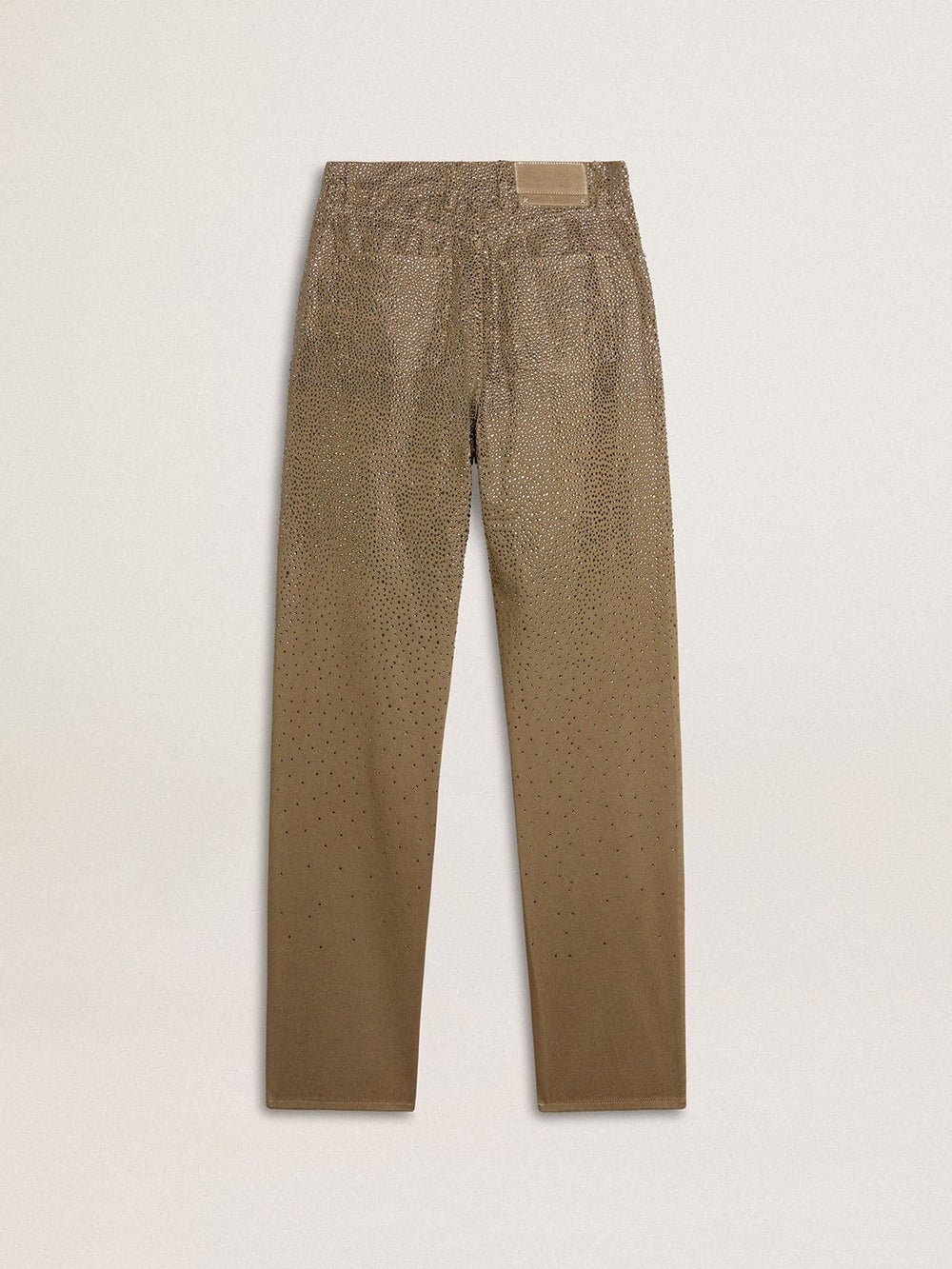 Golden Goose Women's khaki cotton pants with gradient Swarovski effect